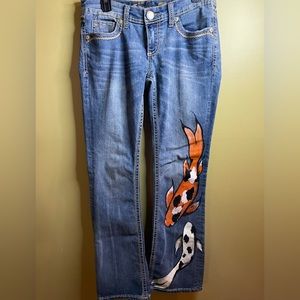 Seven 7 Jeans With Hand painted Koi Fish - Size 4